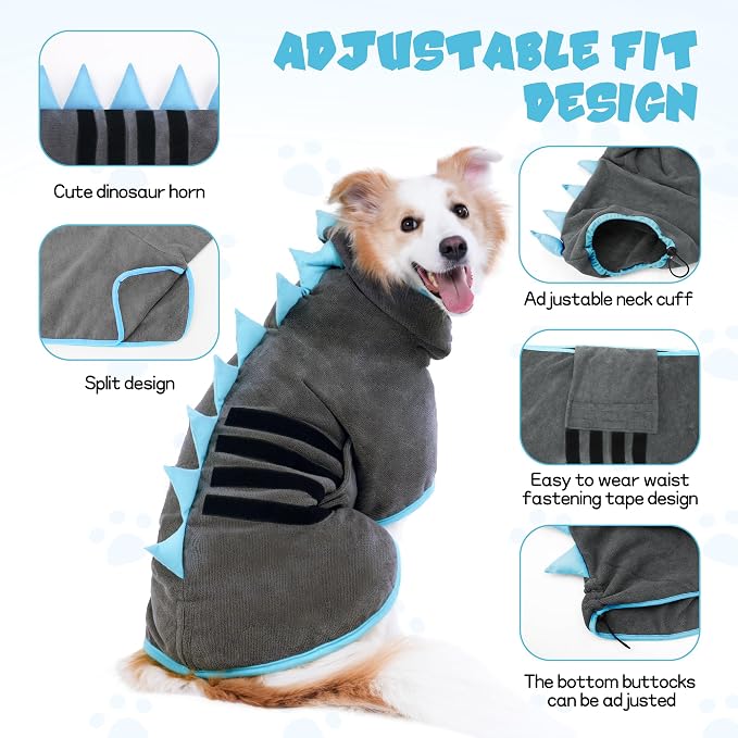 Super Absorbent Dog Bathrobe, Microfiber Bath Robe Towel - Image 3