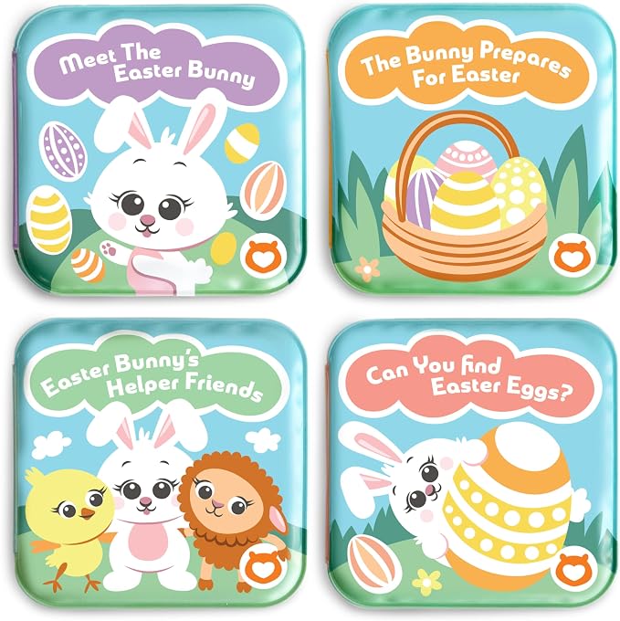 Easter Bath Book Set for Babies & Toddlers – 4 Colorful, and Waterproof Bath by BabyBibi