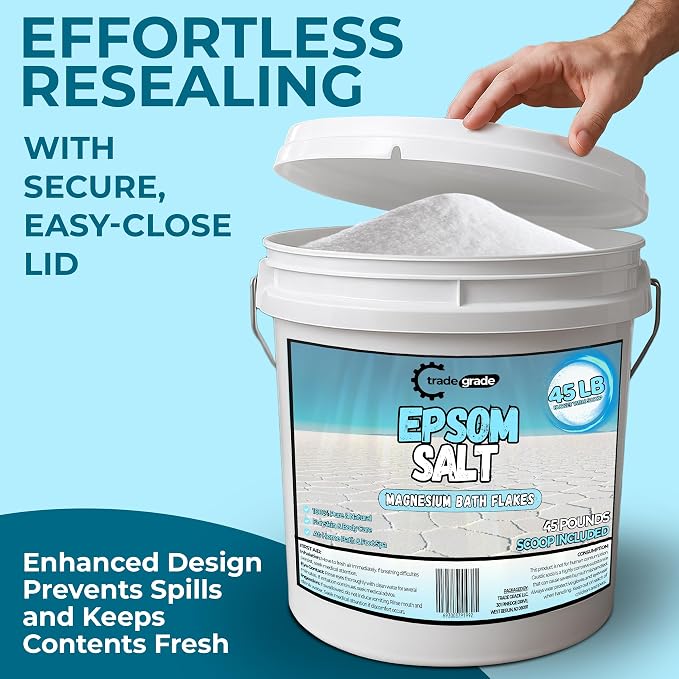 Epsom Salt Bath Soak 45 lb Bucket – Unscented, Pure Epsom Salt Bulk Crystals - Image 7