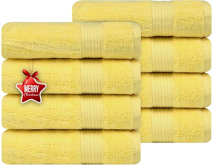 Ample Decor Hand Towel 18 X 28 Inch Pack of 8 600 GSM 100% Cotton, Oeko Tex by AmpleDecor