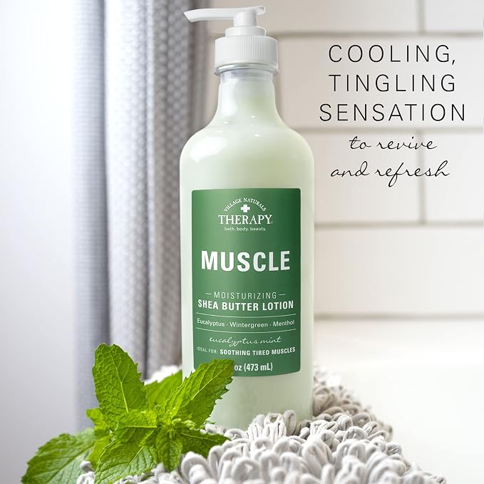 Village Naturals Therapy Muscle Shea Butter Lotion, Eucalyptus Mint Scent - Image 6