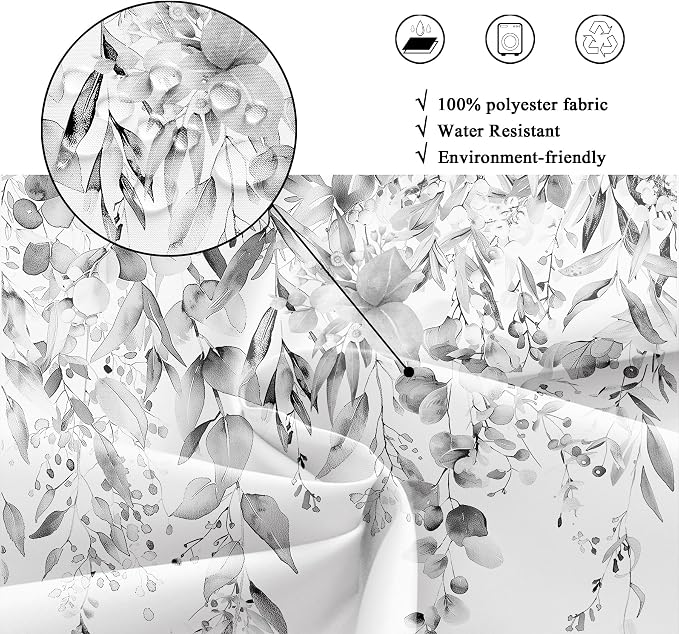 Riyidecor Grey Eucalyptus Leaves Shower Curtain - Image 7