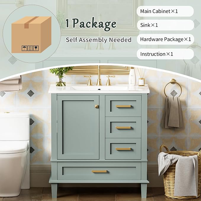 30" Bathroom Vanity, Modern Bathroom Cabinet - Image 7
