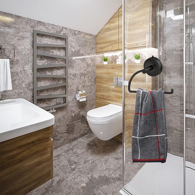 DGYB Suction Cup Hand Towel Ring Black Hand Towel Holder - Image 4