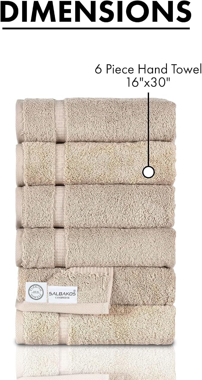SALBAKOS 100% Turkish Cotton Hand Towel Set of 6 16x30 inch | Heirloom Quality - Image 5