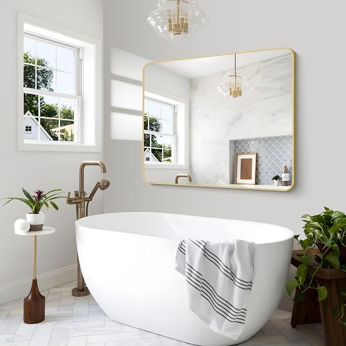 BONEWEI Gold Bathroom Mirror, 40x48 inch Wall Mirror - Image 3