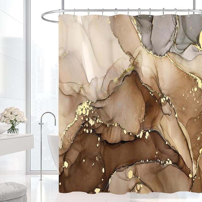 Small Stall Marble Shower Curtain 36 x 72 Inch, Half Narrow Abstract Modern - Image 2