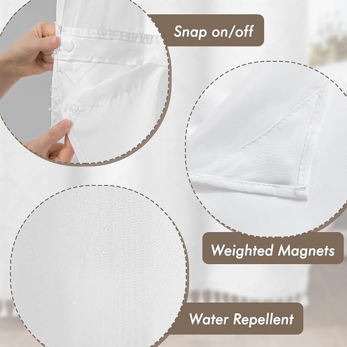 ROSERY No Hook Shower Curtain - Image 5