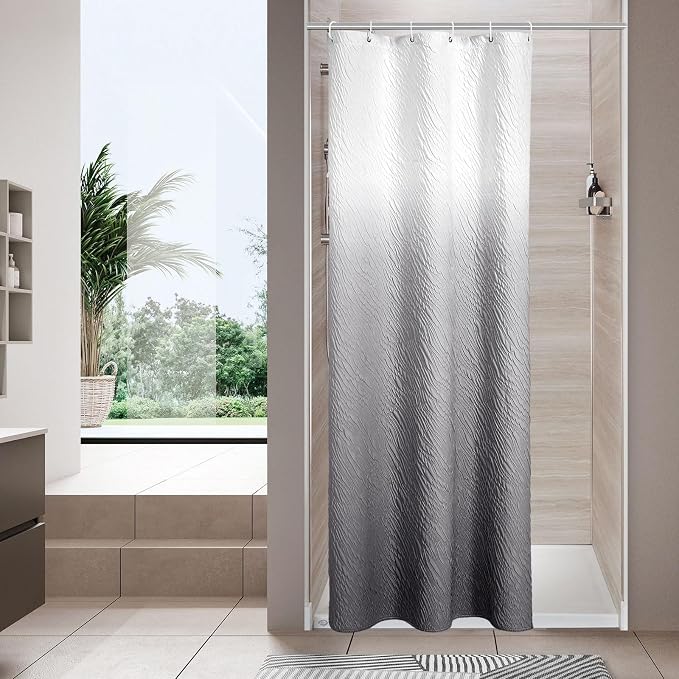 MitoVilla Grey Ombre Modern Small Stall Shower Curtain 36 x 72, Farmhouse by MitoVilla