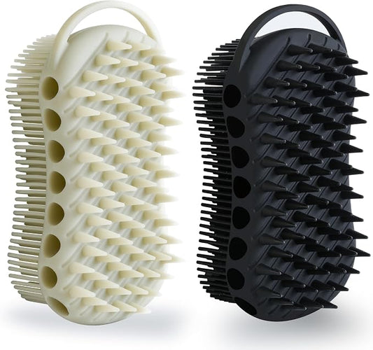 MtBoi 2PC Double-Sided Exfoliating Silicone Body Scrubber, 2-in-1 Bath Scrubber by MtBoi