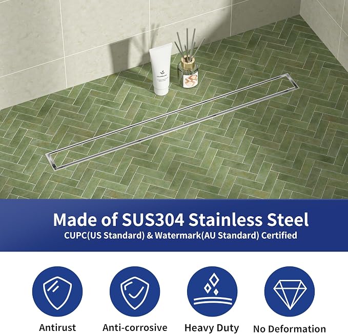 Linear Shower Drain 30", Brushed Floor Drain - Image 5