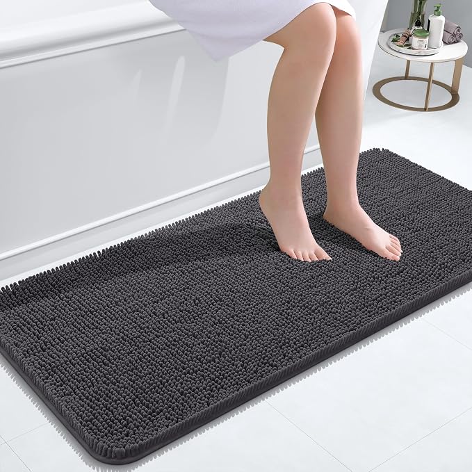 OLANLY Bathroom Rugs 47x20, Extra Soft Absorbent Chenille Bath Rugs, Rubber by OLANLY