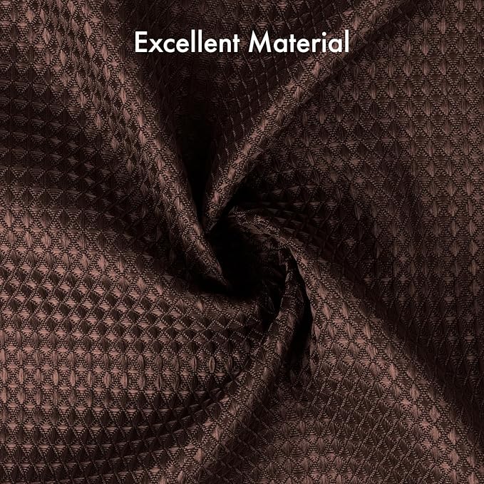 AmazerBath Brown Shower Curtain Waffle Textured, Fabric Shower Curtain Thick - Image 3