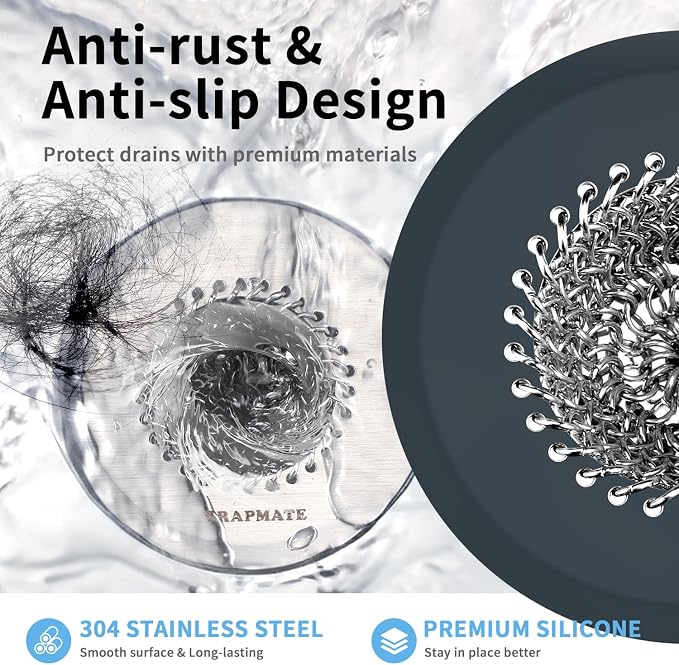 TRAPMATE Bathtub Stopper Drain Strainer Kit, 2.8" Easy Clean Tub Shower Drain - Image 5