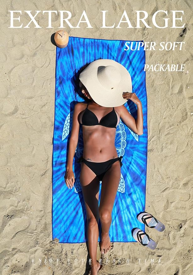 4 Pack Microfiber Lightweight Thin Beach Towel Sand Free Quick Dry Super - Image 3