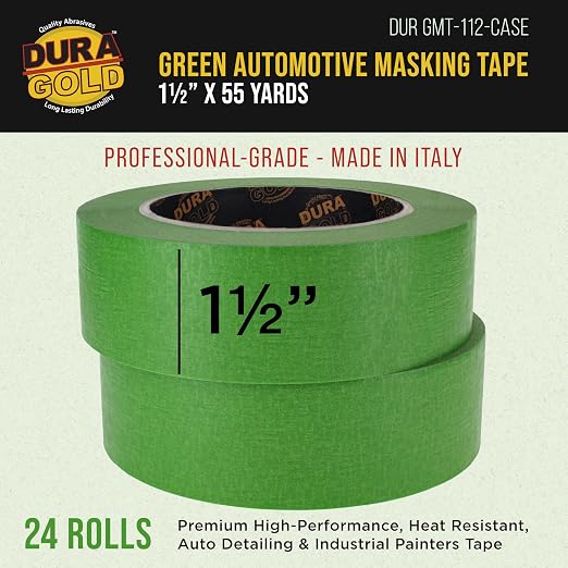 Dura-Gold Green Automotive Masking Tape 1-1/2 Inch, Case of 24 Rolls - Image 2