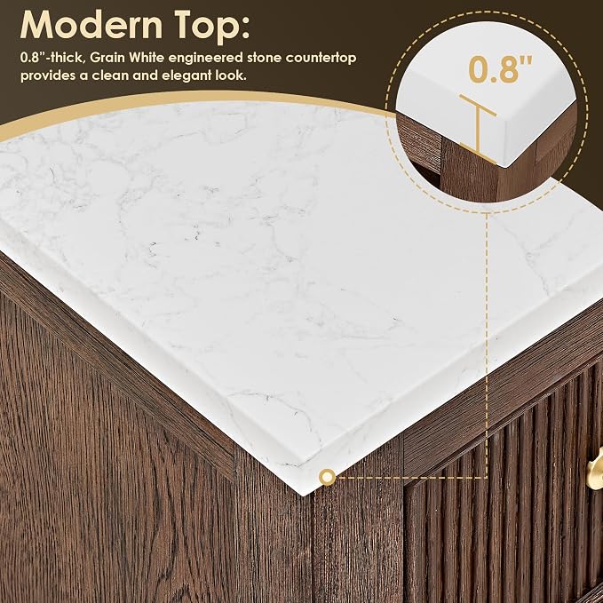 ALTAIR 42 Bathroom Vanity with Sink Mordern Pedestal Single Vanities Large - Image 7
