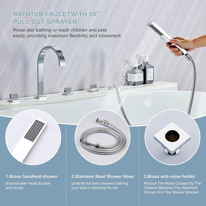 High Arc 5 Hole Roman Tub Filler - Image 6