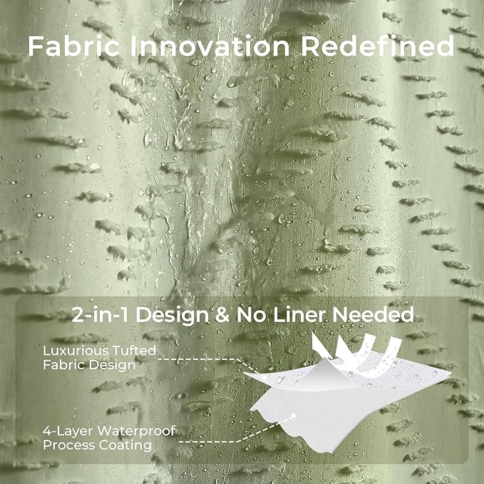 Green Boho Shower Curtain - Image 3