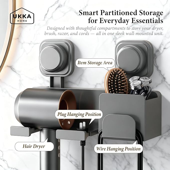 Suction Cup Hair Dryer Storage Organizer - Image 6