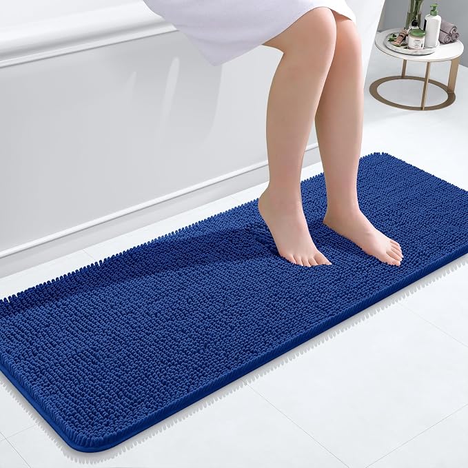OLANLY Bathroom Rugs 47x17, Extra Soft Absorbent Chenille Bath Rugs, Rubber by OLANLY