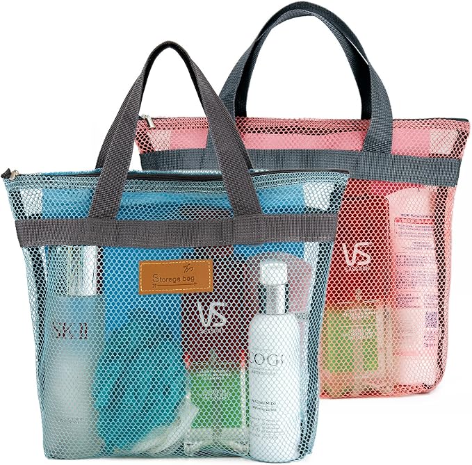 Mesh Shower Caddy Bag Portable Hanging Toiletry and Bath Organizer by TOPASION