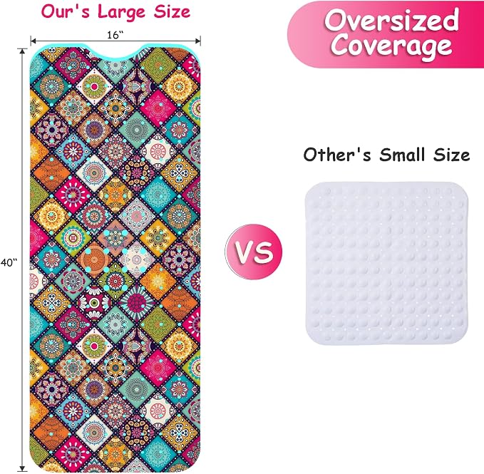 Bathtub Mat Non Slip, Bohemia Extra Long Bath tub Mat Shower Floor Mat - Image 2