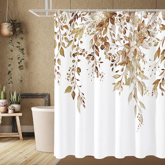 Gibelle Extra Long Shower Curtain 72 x 84, Watercolor Plant Eucalyptus Leaves by Gibelle