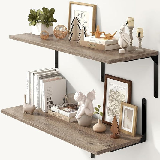 Fun Memories Floating Shelves for Wall, 12 Inch Deep Floating Shelves Set of 2 by FunMemories