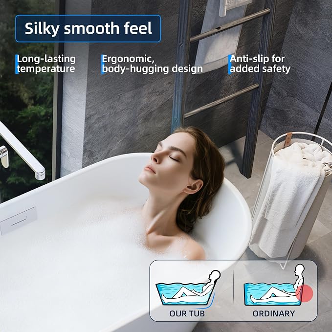 59'' Freestanding Bathtub, Deep Soaking Tub - Image 5