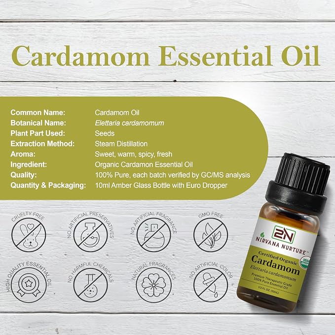 Cardamom Essential Oil USDA Certified Organic, 100% Pure Natural Premium Grade - Image 2