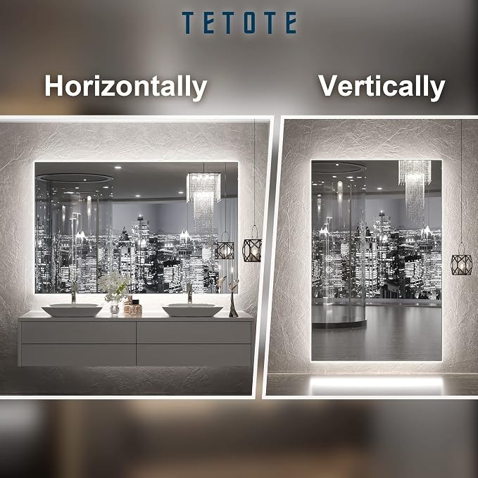 TETOTE 48 x 30 LED Backlit Bathroom Mirror - Image 8