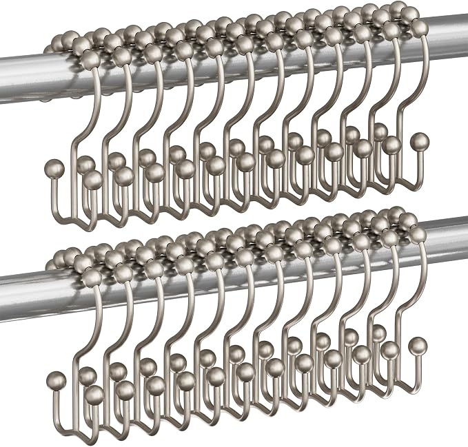 Titanker Shower Curtain Hooks Rings, Rust Resistant Metal Double Glide Shower by Titanker