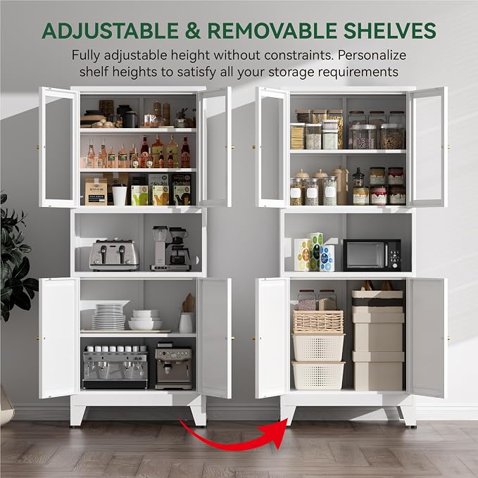 COFaR 69" Tall Modern Kitchen Pantry, Metal Storage Cabinet - Image 5