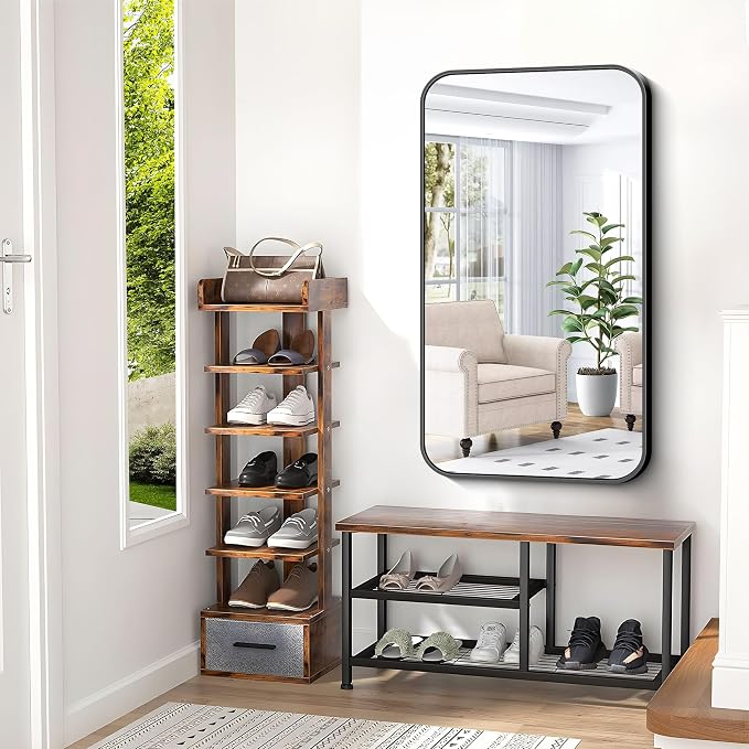 BONEWEI 24x40 inch Bathroom Mirror, Wall Mounted Bathroom Frame Vanity Mirror - Image 5