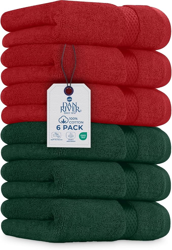 DAN RIVER 6-Pack Premium Christmas Hand Towels by DanRiver