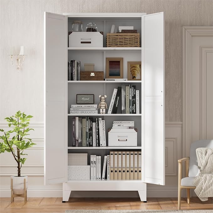 Metal Kitchen Pantry Cabinet, Rustic Freestanding Cupboard - Image 8