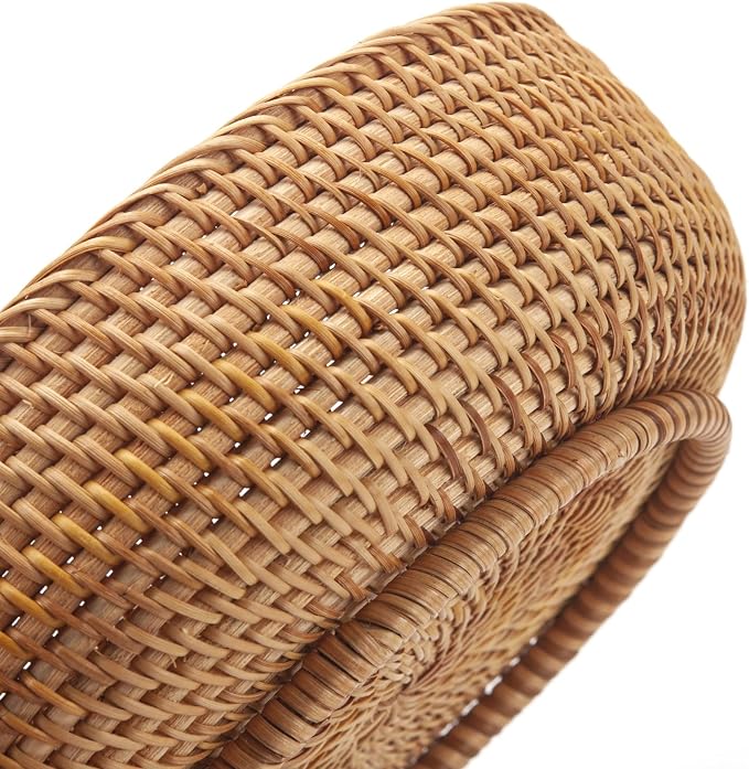 Round Rattan Fruit Baskets Woven Storage Bowls Key Holder Stackable - Image 2