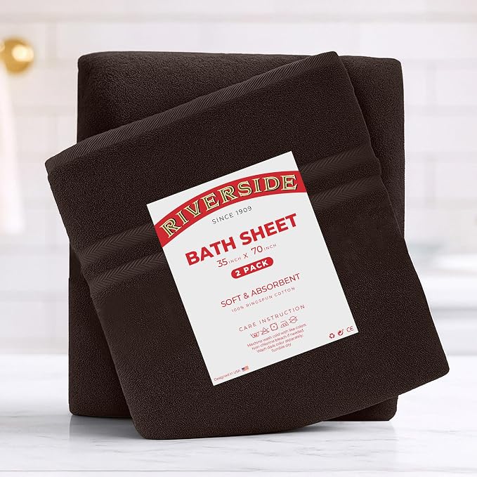 RIVERSIDE Pack of 2 Extra Large Bath Sheets 35 x 70 Inches - Image 7