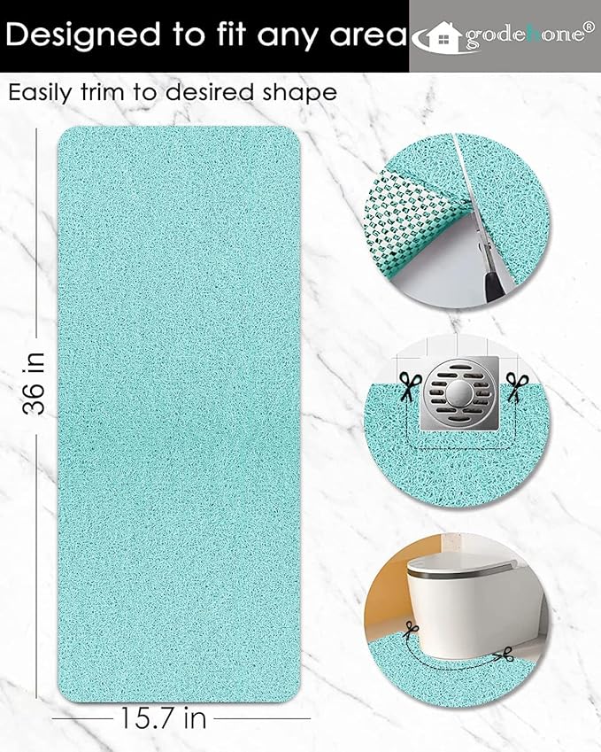godehone Shower Mats Non Slip Without Suction Cups, PVC Loofah Bathroom Mats - Image 2
