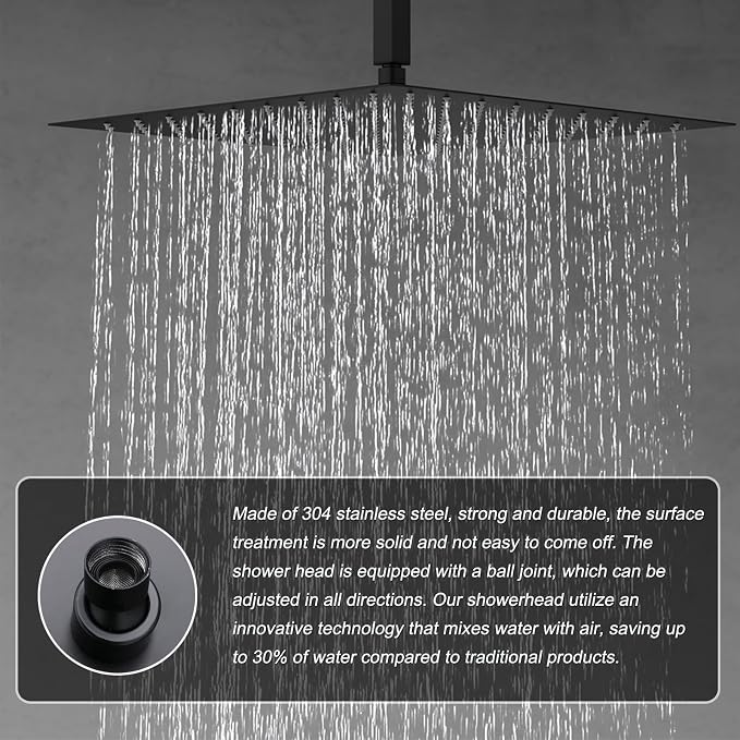Matte Black Shower System Digital Tempreature Display Thermostatic Shower - Image 3