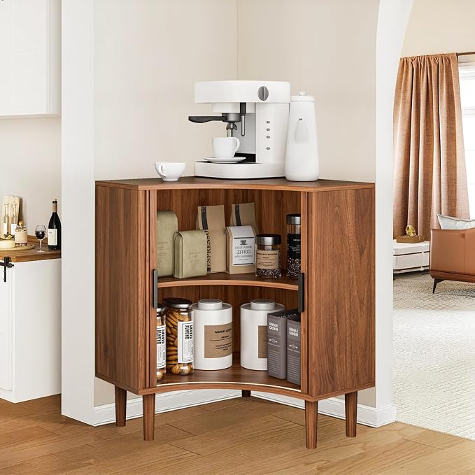 Fluted Corner Cabinet, Small Corner Floor Cabinet - Image 6