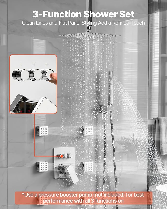 VEVOR Shower Faucet Set, 10 Inch Ceiling Mount Rainfall Shower System - Image 2