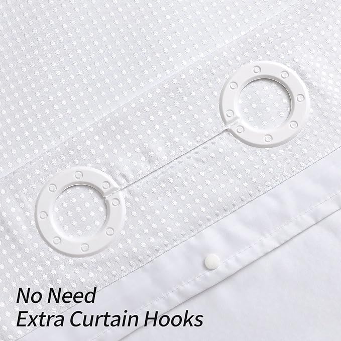 MitoVilla White Waffle Small Stall Shower Curtain Liner Set 36 x 74, No Hooks - Image 3