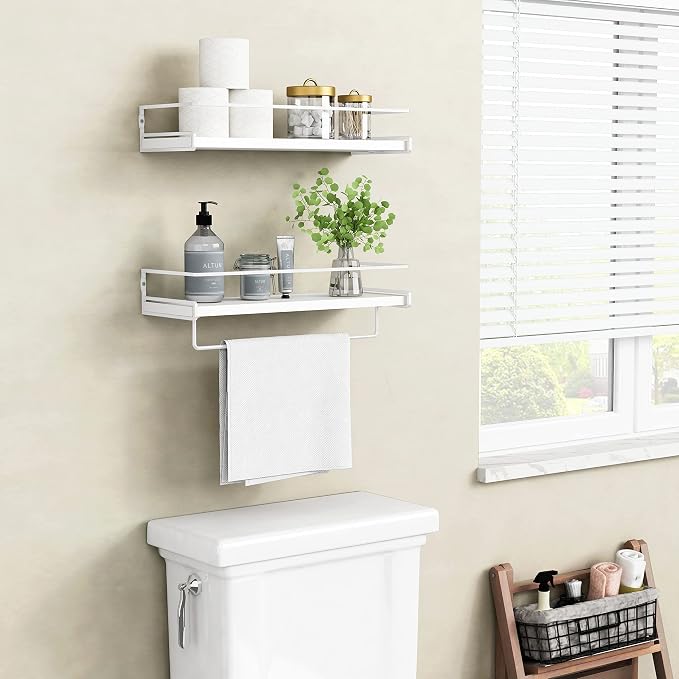 Forbena Bathroom Shelves for Wall Set of 2, Small Wall Mount Bookshelf and Toy - Image 4