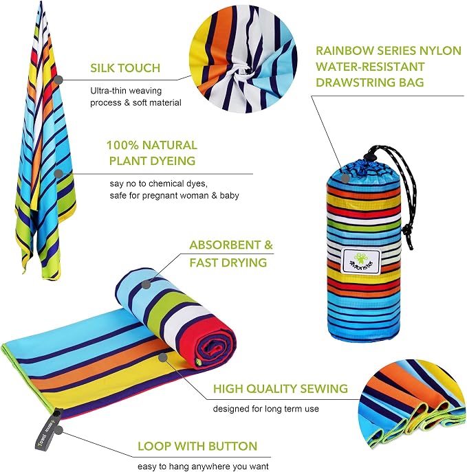4Monster Microfiber Beach Towel Quick Dry, Super Absorbent Lightweight Travel - Image 3