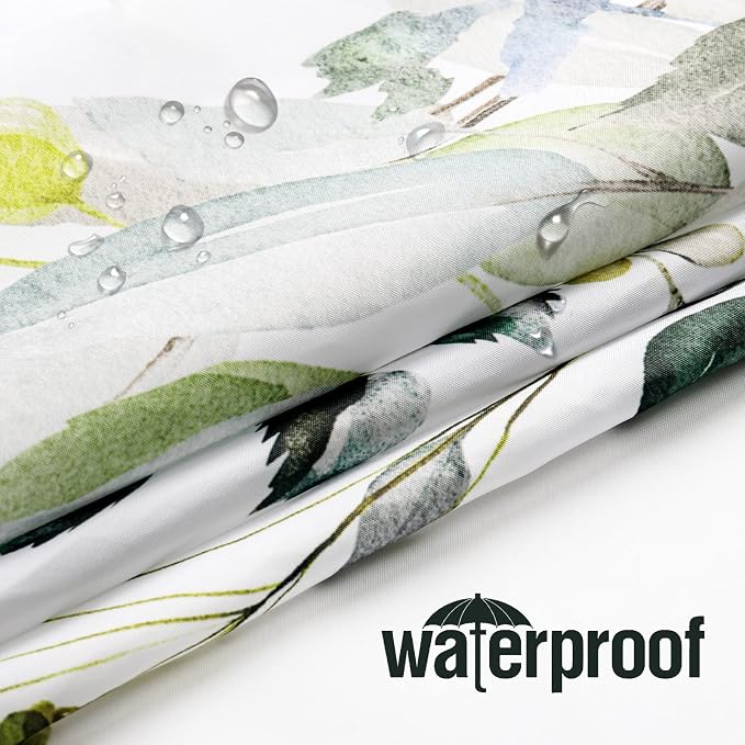 Gibelle Long Shower Curtain 72 x 78, Tall Sage Green Floral Fabric Shower - Image 3