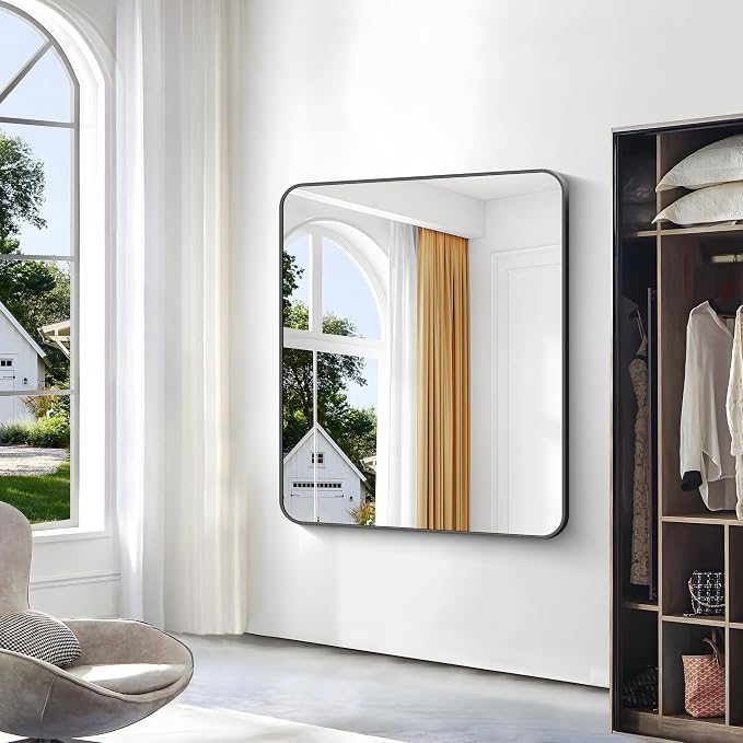 BONEWEI Black Bathroom Mirror, 40x48 inch Wall Mirror - Image 3