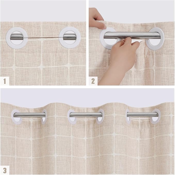 MitoVilla No Hooks Needed Boho Farmhouse Shower Curtain - Image 4