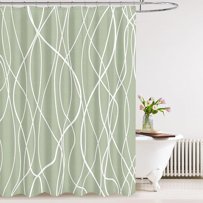 Tititex Morden 140gms Faux Linen Fabric Bath Shower Curtain Set Textured Fabric by Tititex